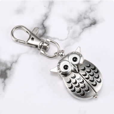 Montre porte-clés hibou argent